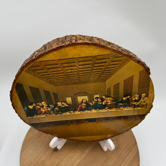 The Last Supper Laquered Wood Wall Art Religious Rustic Home Decor Litho 11 x 9 - Picture 6 of 12